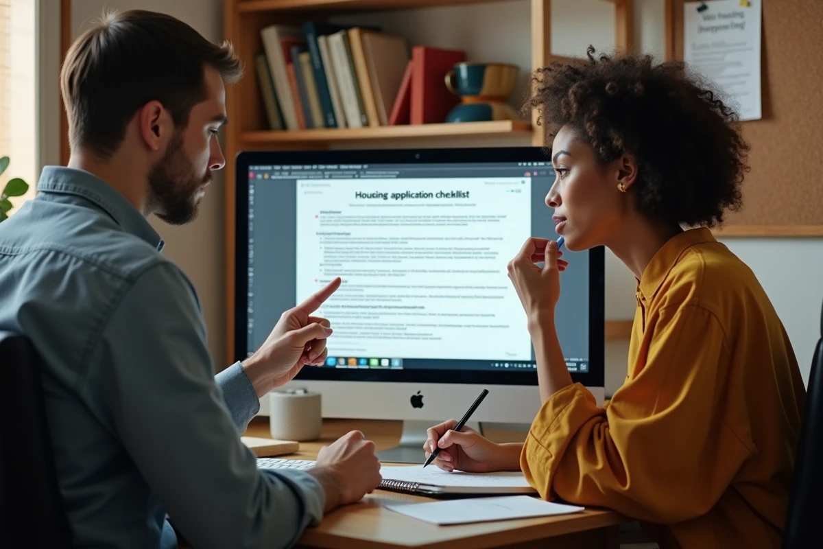 Couple préparant ensemble leur dossier de demande de logement social sur AL'in
