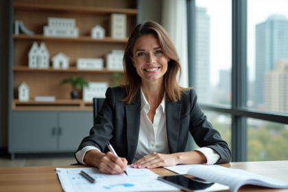 Femme confiante dans un bureau moderne en immobilier