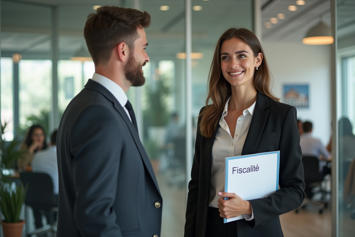 Jeune femme avec agent immobilier dans un bureau professionnel
