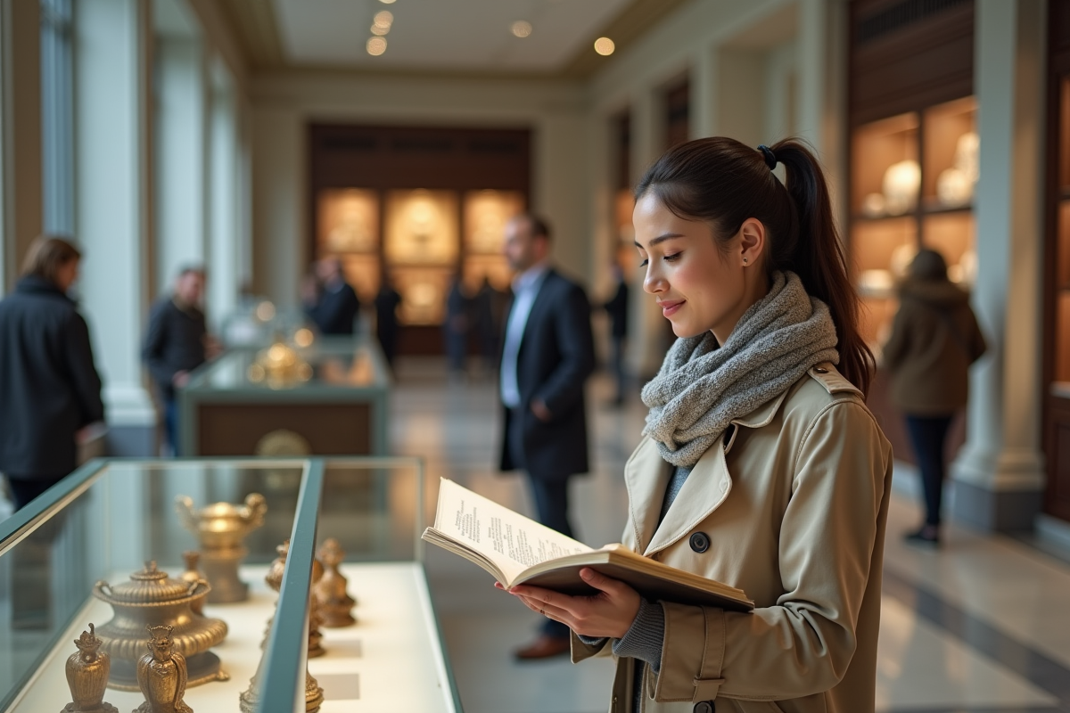 Jeune femme examine un catalogue d